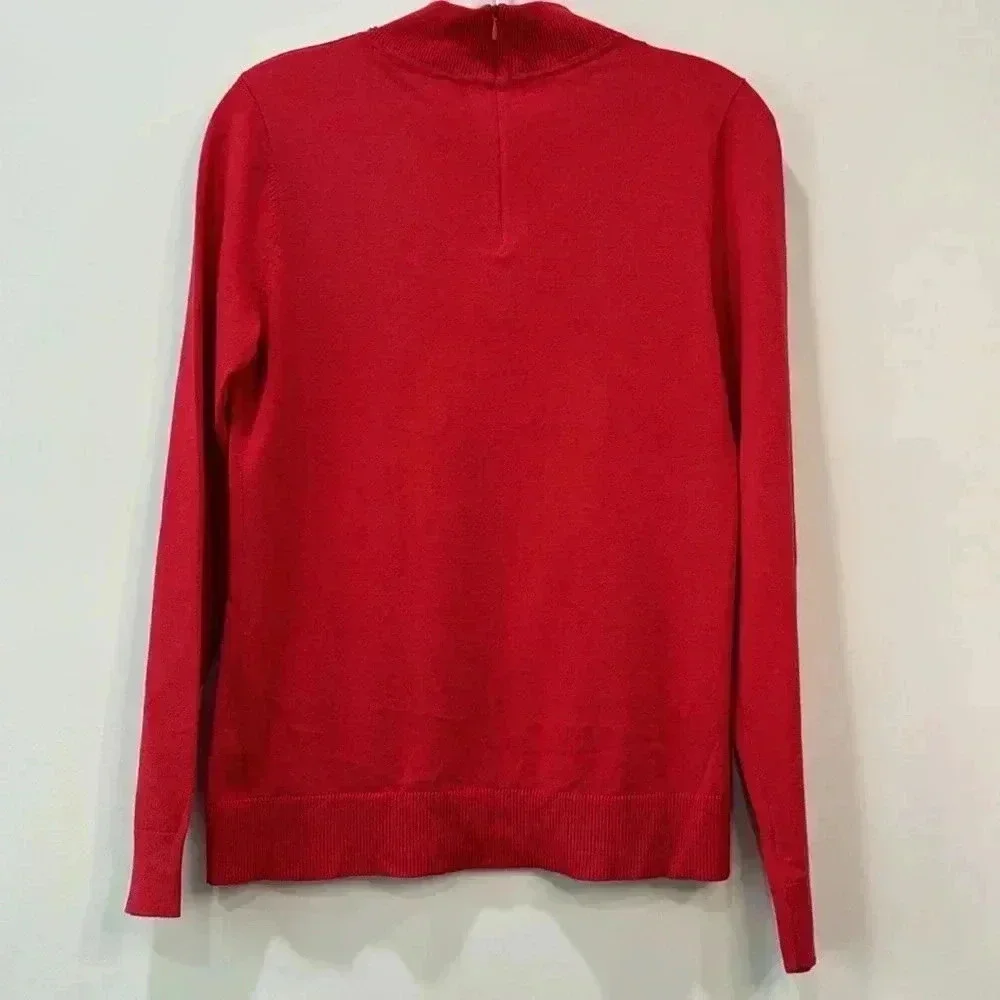 Michael Kors Women’s Red Mock Neck Studded Collar Sweater Size S
